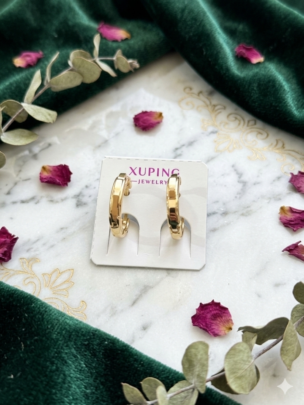 Ping Gold Hoop Earrings with Polished Finish